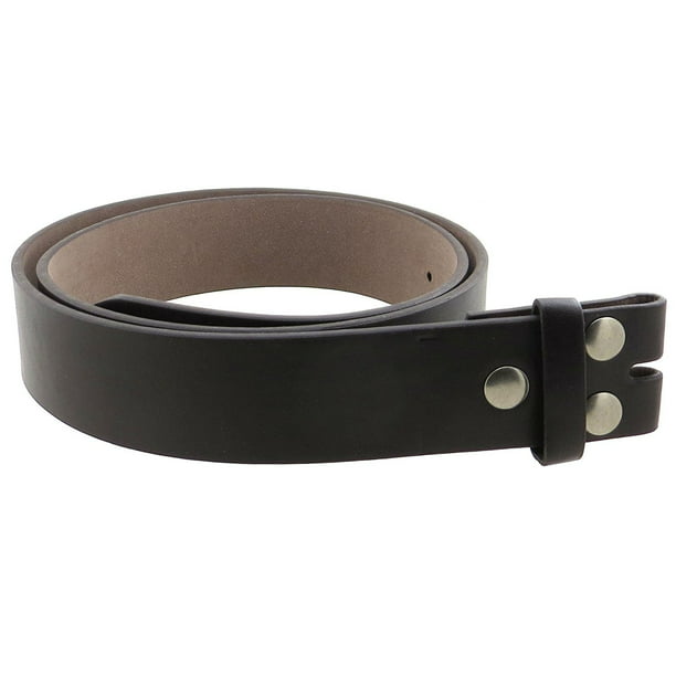 Unisex. 36 Inch Black Top Grain American Leather Belt Strap / Snap On Buckle